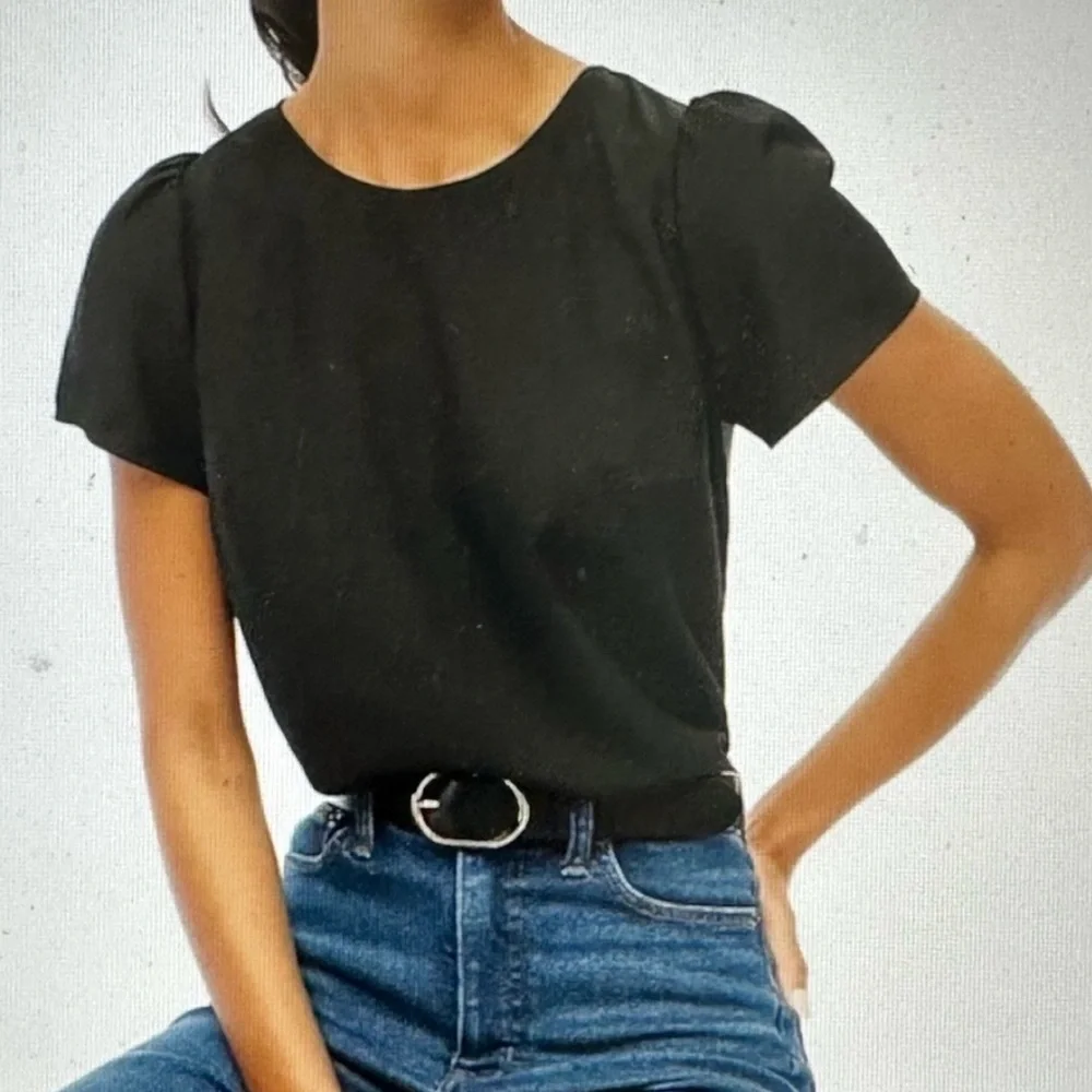 NEW J. CREW FACTORY Short-sleeve crepe top puff sleeves‎ in Red Size Large